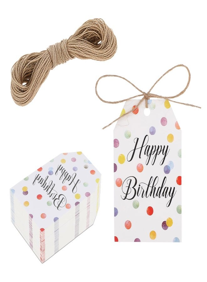 Hariendny Happy Birthday Gift Tags - 100 Pcs Colorful Dots Paper Gift Tags for Boys or Girls - Image 1